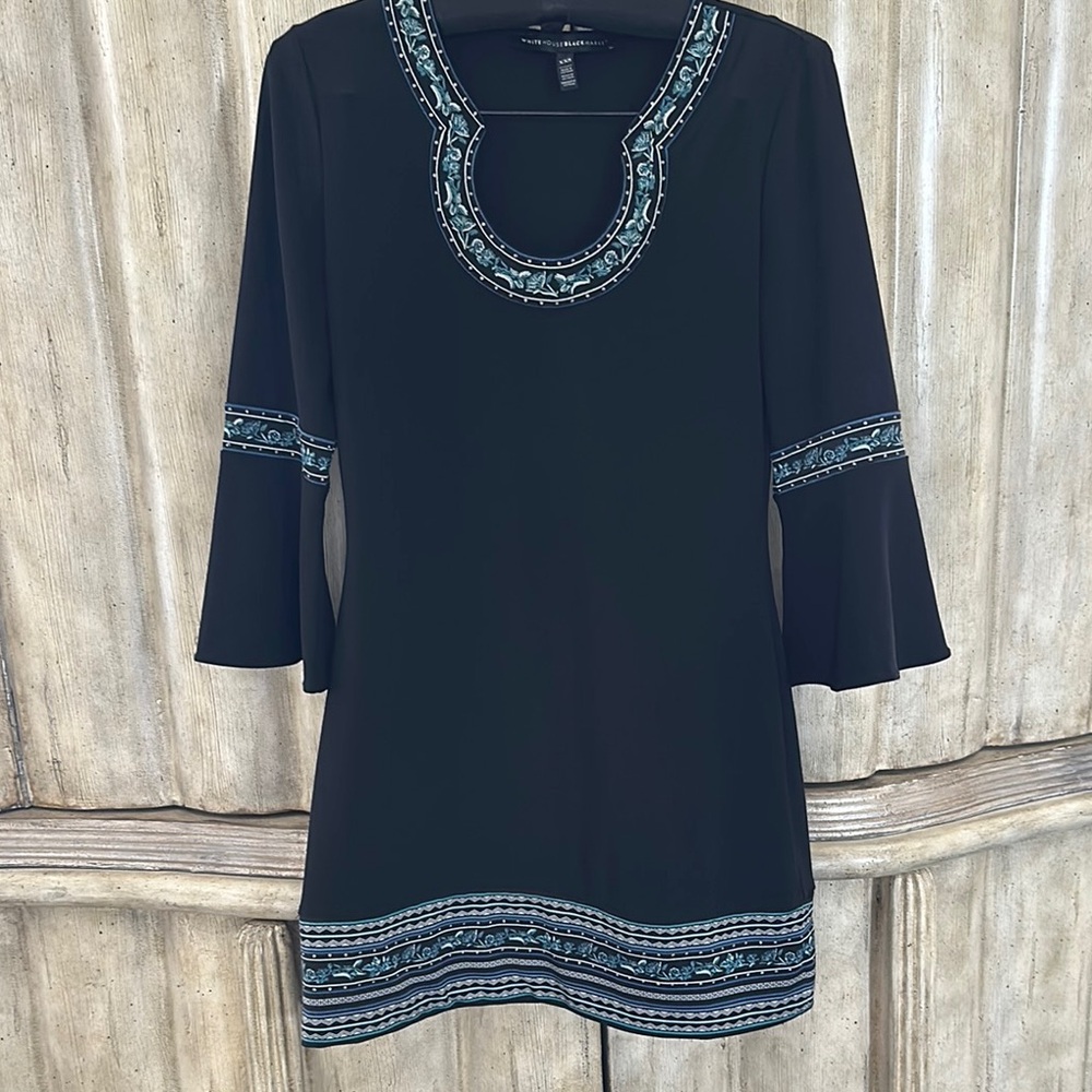 Embroidered Black Tunic Top